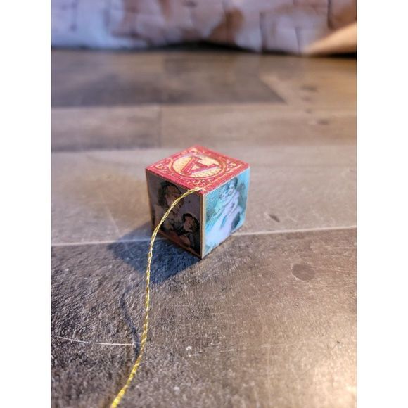 Vintage ABC block kid xmas wooden ornament - Picture 4 of 5